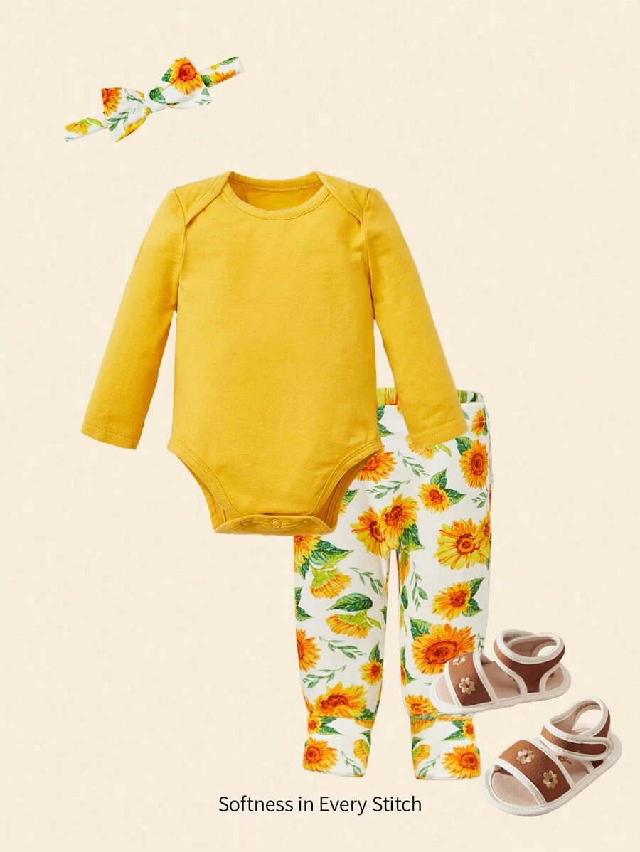 SHEIN Bộ đồ Em bé Nút Hoa - Nhiều màu - Xem 1