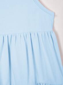Cozy Pixies Conjunto de 2 piezas para niña bebé con vestido de tirantes con dobladillo con volantes multicapa - Azul - Ver 13