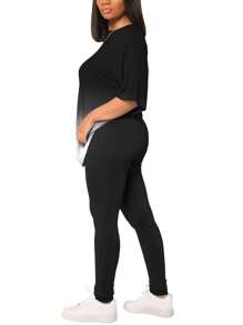 2pcs/Set Gradient Color Short Sleeve T-Shirt And Pants Set, Summer