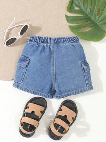 Baby Boy Casual Comfortable Utility Pocket Denim Shorts