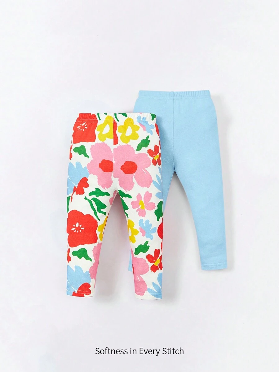 Cozy Pixies Baby Girl 2pcs Floral Print Leggings