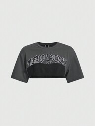 Top court graphique avec lettrage, école