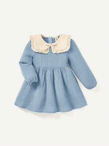 Cozy Pixies Đứa bé gái Cổ áo tương phản Váy Smock - Nhiều màu - Xem 3