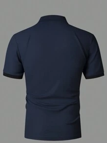 Manfinity Mode Men Summer Striped Short Sleeve Casual Commuting Polo Shirt