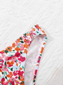 SHEIN Teen Girl Floral Print Halter Bikini Beach Vacation Swimwear Set