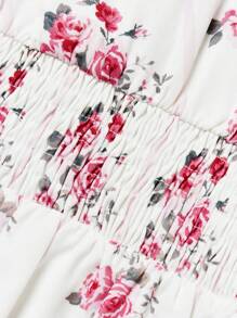 SHEIN Maternity Nursing Dress With Ruffle Trim, Shallow V-Neck And Short Length - Multicolor - View 5