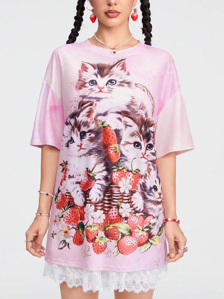 kawaii t shirt dress Pastel Memphis T-shirt Dress: Yami Kawaii Geometric Clothing