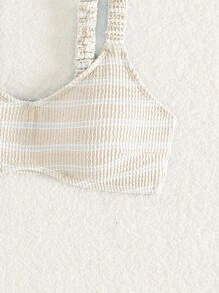 Swim Mod Striped Simple Ladies Bikini Swimwear Top For Vacation,Summer Beach - Apricot - View 3