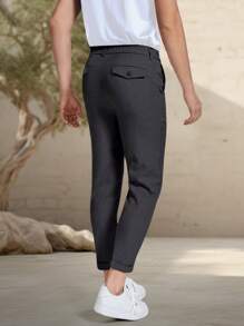 Calvornis Men Solid Zipper Fly Trousers - Dark Grey - View 2