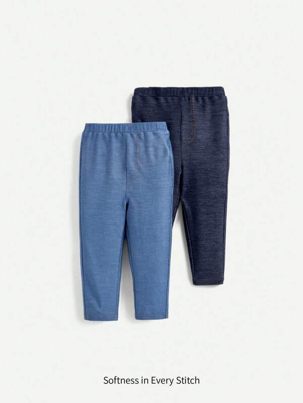 Cozy Pixies Pantalones jogger informales de efecto denim con cintura elástica para niña bebé
