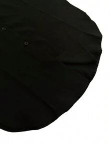 Women's Fashion Casual Sexy Street Cute Solid Color Button Front Short Back Long Split Hem Versatile Long Sleeve Shirt Black Spring - Black - View 6