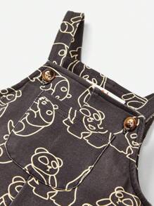 Cozy Pixies 男嬰1入組卡通圖案背帶連身褲和1入組素色背帶連身褲