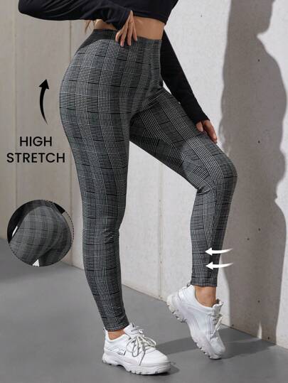 Plus Plaid Print Leggings