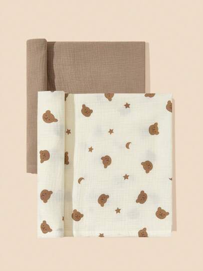 2pcs Infant Soft, Comfortable And Breathable Summer Swaddling Blankets Love Valentine