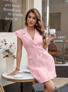 Aveloria Rosie Women's Double-Breasted Blazer With Versatile Hat-Shaped Sleeves And Skirt 