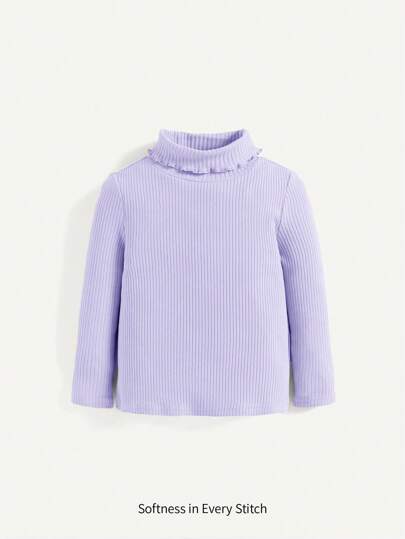 Cozy Pixies 嬰兒女孩純色高領長袖肋編上衣