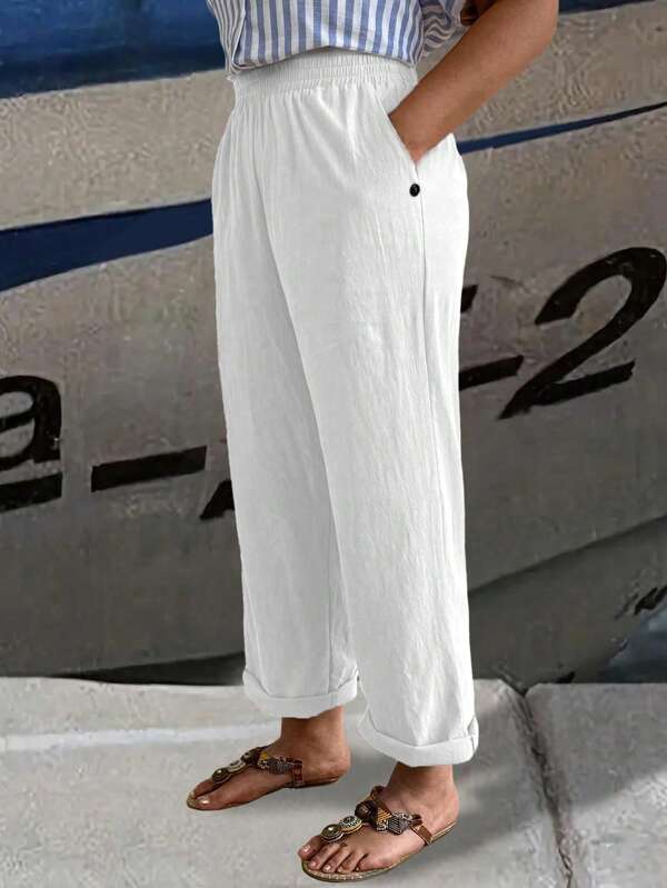 Linhara Plus Size Solid-colored Carrot Pants