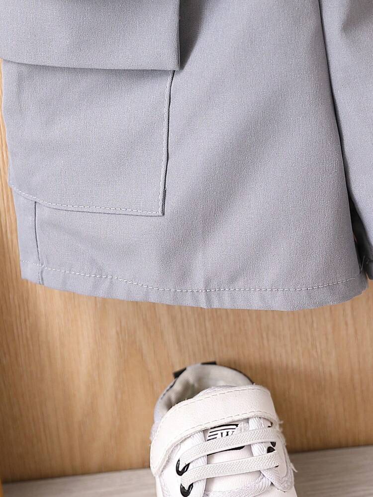 Baby Boy Spring Summer Casual Solid Color Workwear Vest + Shorts + Short-Sleeved T-Shirt Three-Piece Set