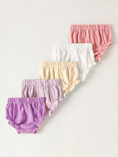 Baby Girl 5pcs Set Summer Lightweight Bloomers Cute Big PP Practice Pants Non-Squeezing Triangle Shorts