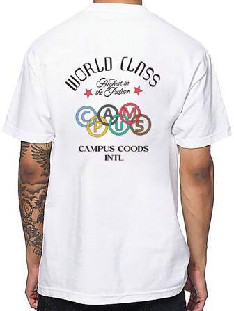 Camiseta de manga corta con letras impresas para hombre de talla grande para primavera/verano