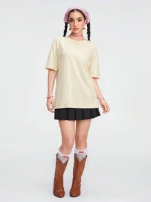 ROMWE Women Fashion Fruit Printed Drop Shoulder Oversize T-Shirt