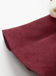 Cozy Pixies 女嬰羊絨領口腰帶燈芯絨洋裝附帽子 - 玫瑰紅 - 查看 9