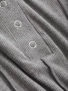 Dazy Designer Áo thun nữ tay ngắn có cổ vuông trang trí dây chuyền - Xám - Xem 9