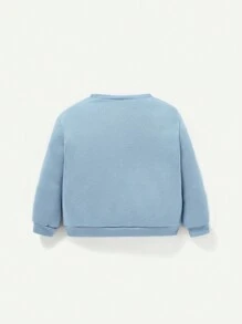 Cozy Pixies Em bé Cô gái Vòng cổ Áo nỉ Và Dài Quần Màu thuần 2 Miếng - Màu xanh lam - Xem 2