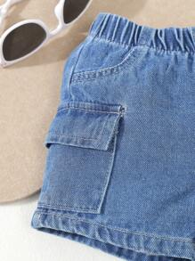 Baby Boy Casual Comfortable Utility Pocket Denim Shorts