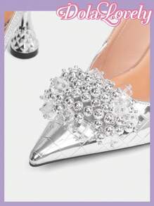 Dola Lovely Ladies' Gorgeous Silver High Heel Stiletto Dress Shoes For Summer Vacation Shoes Summer Christmas Party Witch Fall New Year Holiday - Silver - View 7