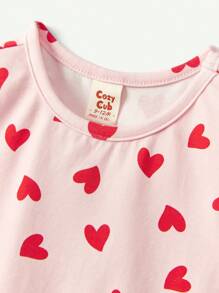 Em bé Cô gái Hình trái tim Màu thuần Vòng cổ Ngắn tay Bộ váy - Màu tím - Xem 8