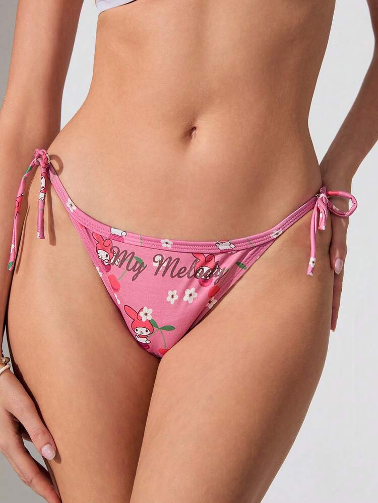 HELLO KITTY AND FRIENDS | SHEIN 女性卡通和櫻桃印花側扣三角褲 - 彩色 - 查看 3