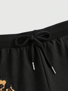 ROMWE Grunge Punk Subculture Leopard Cross Iron-On Patch Music Festival Women Super Short Shorts - Black - View 4