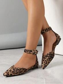 New Summer Women Simple And Sexy Leopard Print Pointed Toe Hollow Out Flat Shoes {Pattern Random} - Multicolor - View 4