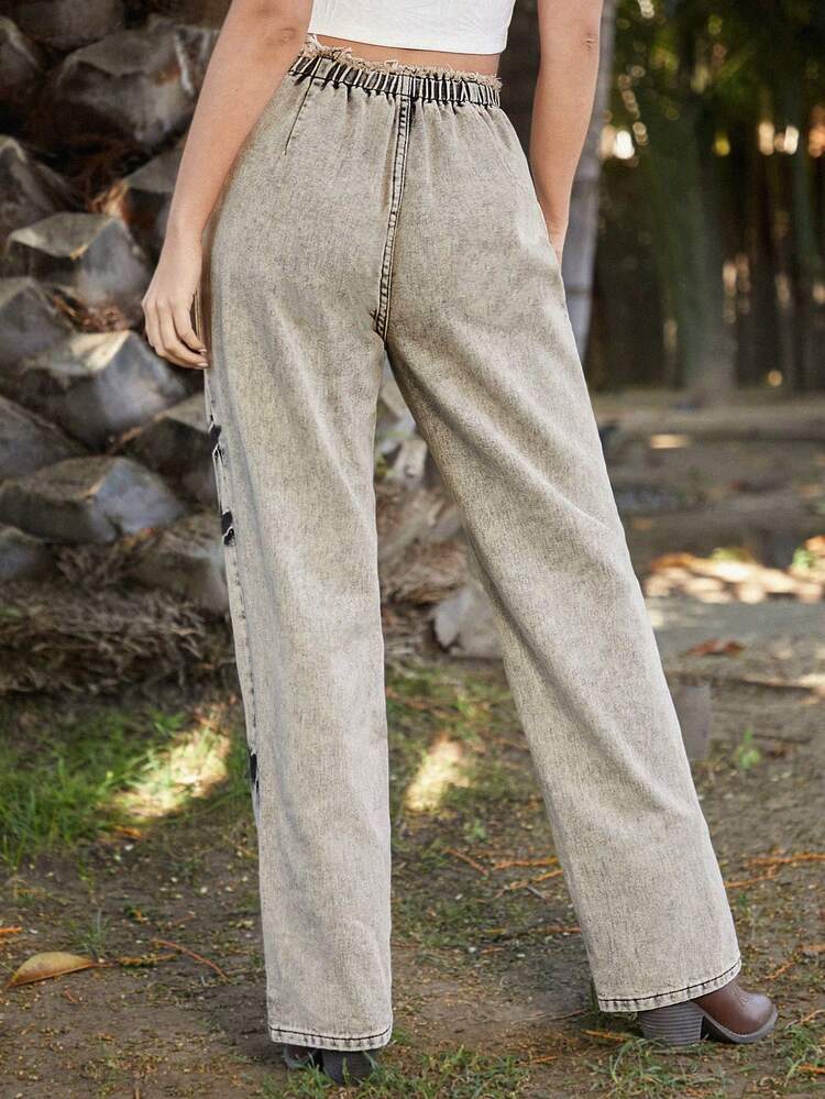 Shape Bright Orange Low Rise Zip Detail Tie Dye Jeans