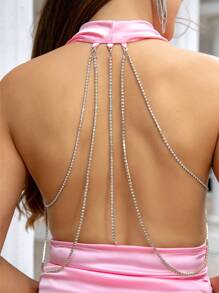 Allurite Dames halterhals effen kleur geplooide designjurk
