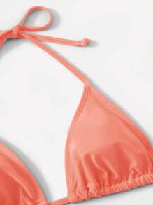 Swim Basics Solid Color Two-Piece Bikini Set With Straps For Beach Holidays, Summer Beach