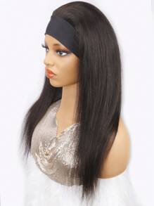 Bone Straight Headband Wigs Human Hair Affordable Wear To Go Real Human Hair Wig With Head Band Full Machine Made For Woman Natural Black Color - SNatural - View 5