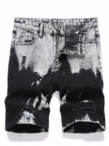 Tween Boy Denim Shorts With Asymmetrical Contrast Color And Ripped Design, Summer - Multicolor - View 1