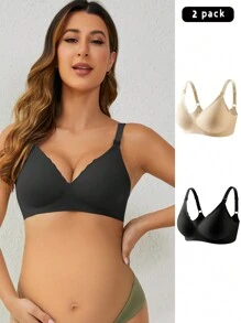 Set di 2 reggiseni per biancheria intima abbinata a tinta unita per donne in gravidanza