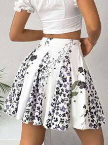 SHEIN Essnce 女士花卉印花百褶裙，夏季休閒日常 - 彩色 - 查看 1
