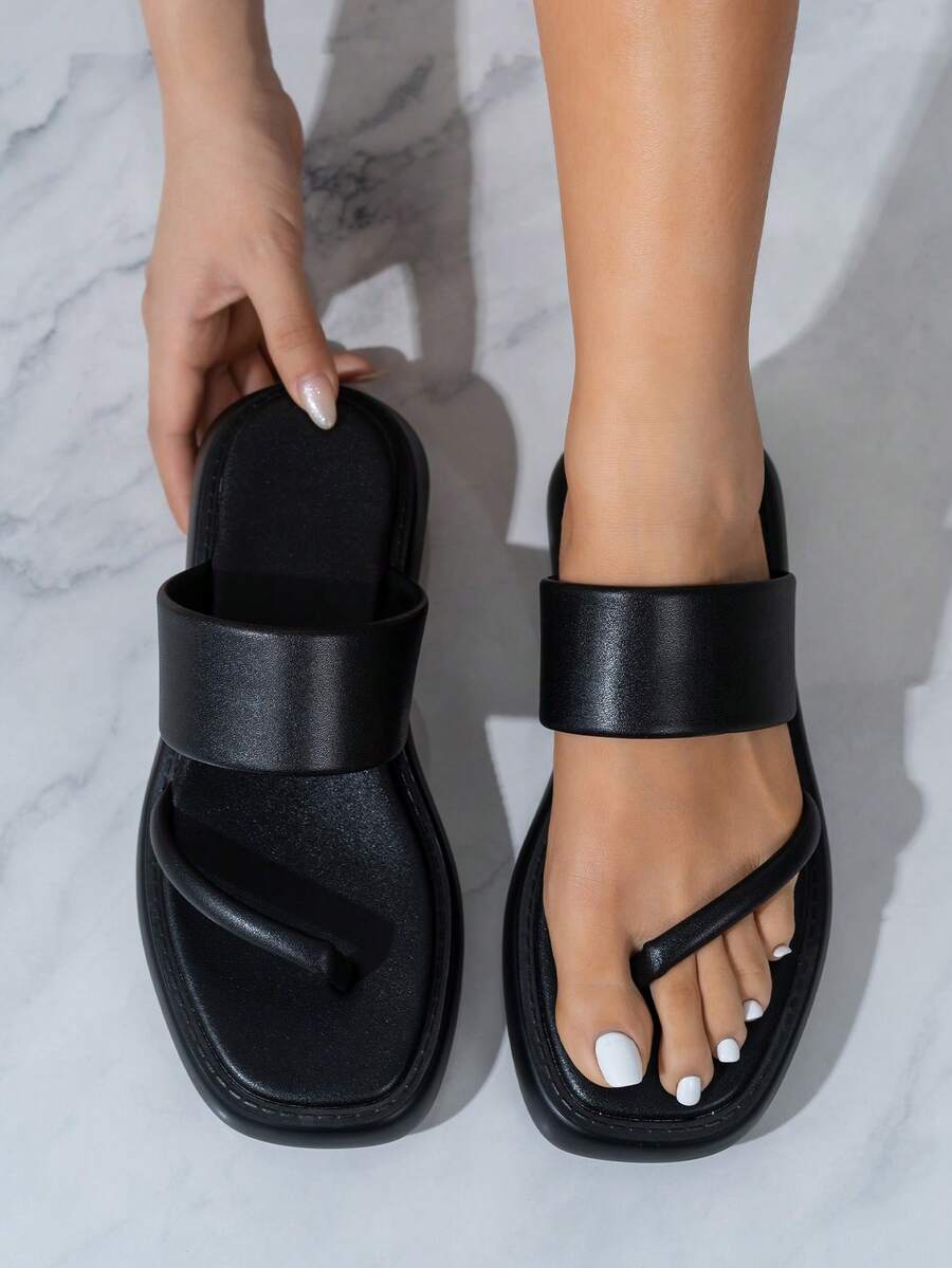 Giày Sandal Quai Vuông Đế Dày Thời Trang Cho Nữ Có Gót Nhọn - màu đen - Xem 1