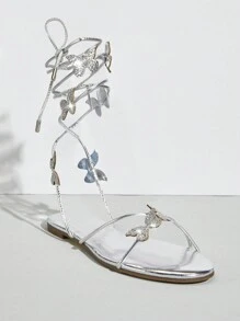 SHUZIA Women Butterfly Decorated European And American New Summer Korean Style Flat Sandals