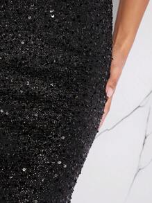 SHEIN Unity Robe De Soirée Sirène Sans Bretelles Et Brillante Pour Femmes