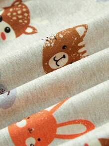 4pcs Baby Girl Snug Fit Adorable Animal Pattern Round Neck Top And Long Pants Pajama Set Matching Set - Blue - View 9