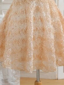 SHEIN Floral Embroidery One Shoulder Flower Girl Dress For Weddings, Celebrations & Parties, Suitable For Tween Girls - Apricot - View 6