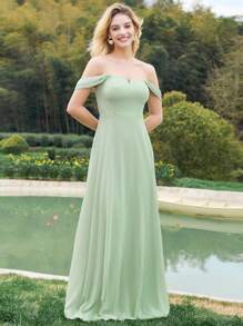 EVERPRETTY Chiffon V Neck Backless Bridesmaid Dress
