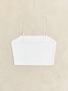 SHEIN VCAY Áo yếm nữ dáng ôm vừa vặn, áo quây lý tưởng cho mùa hè - trắng - Xem 5