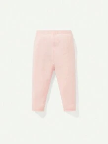 Cozy Pixies Solid Color Casual Pants For Baby Girls With Letter Print - Pink - View 2