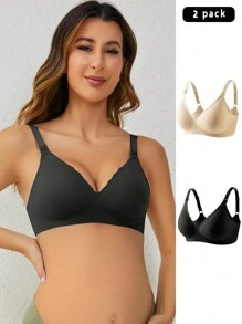 Set di 2 reggiseni per biancheria intima abbinata a tinta unita per donne in gravidanza